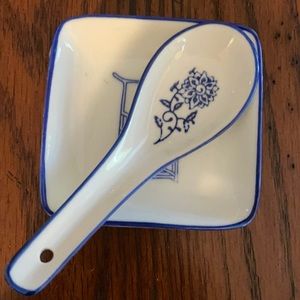 Blue lotus spoon and small plate